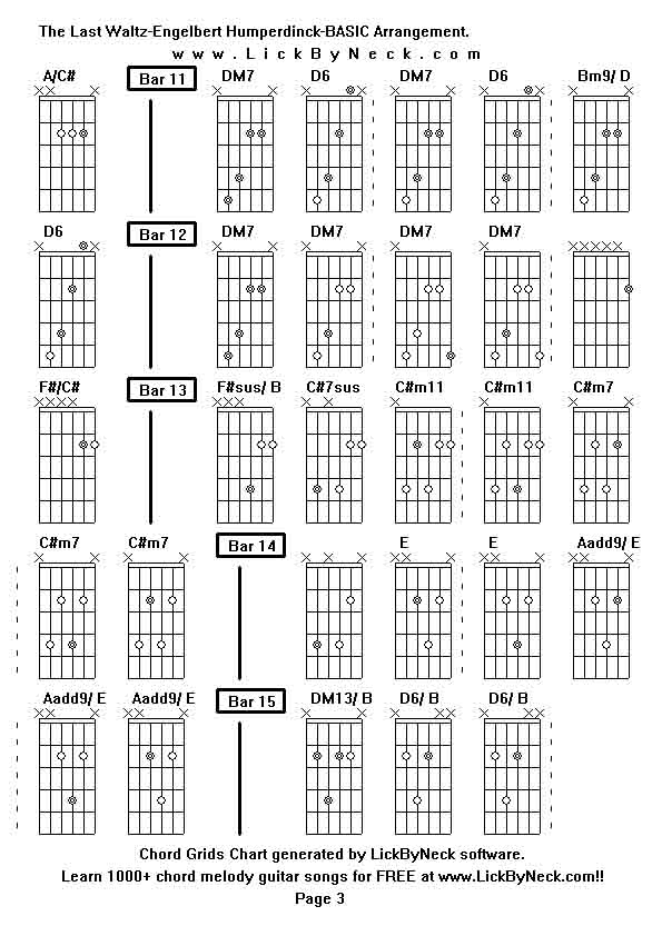 Chord Grids Chart of chord melody fingerstyle guitar song-The Last Waltz-Engelbert Humperdinck-BASIC Arrangement,generated by LickByNeck software.